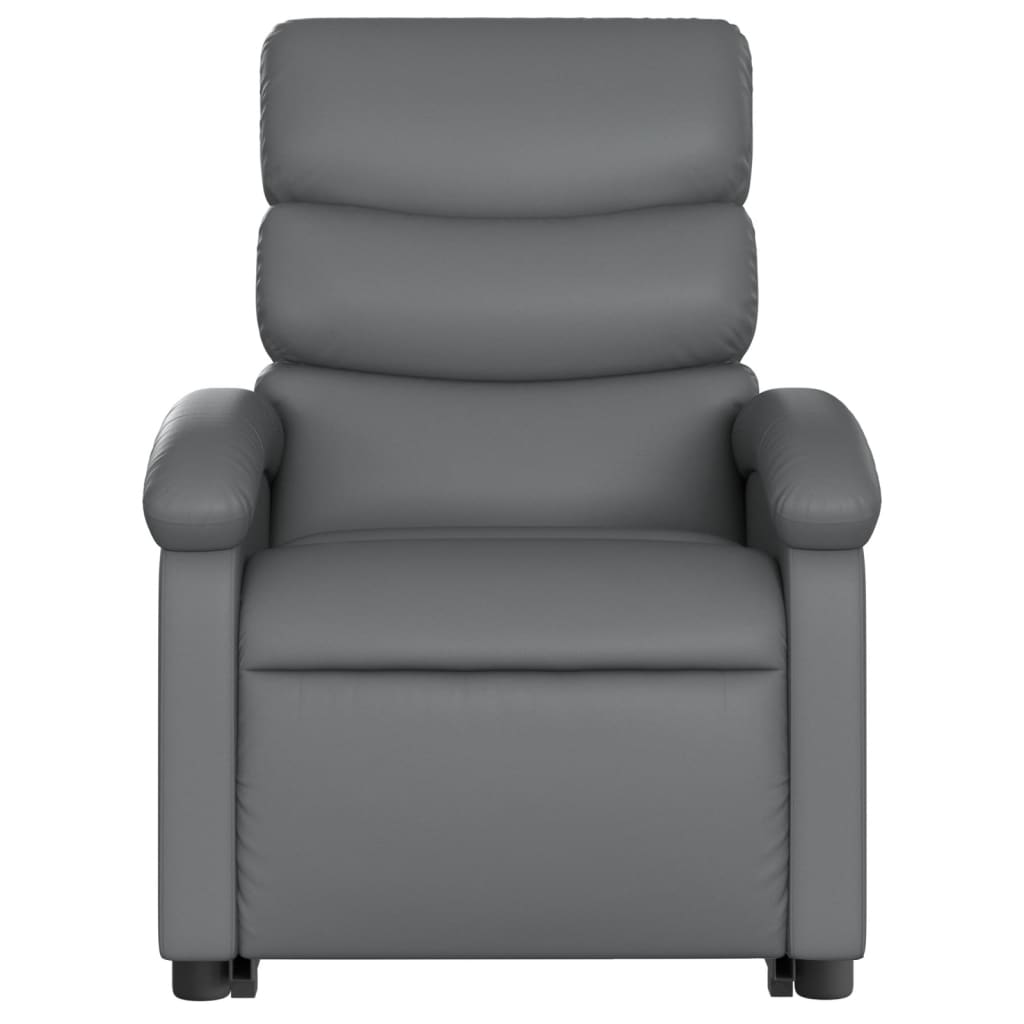 Reclining massage chair, grey, artificial leather