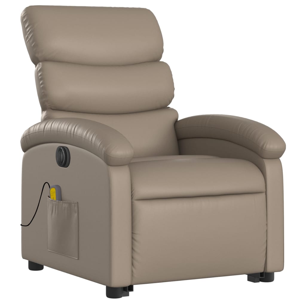 Reclining massage chair, cappuccino, artificial leather