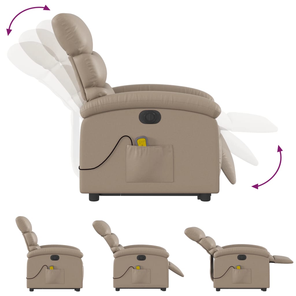 Reclining massage chair, cappuccino, artificial leather