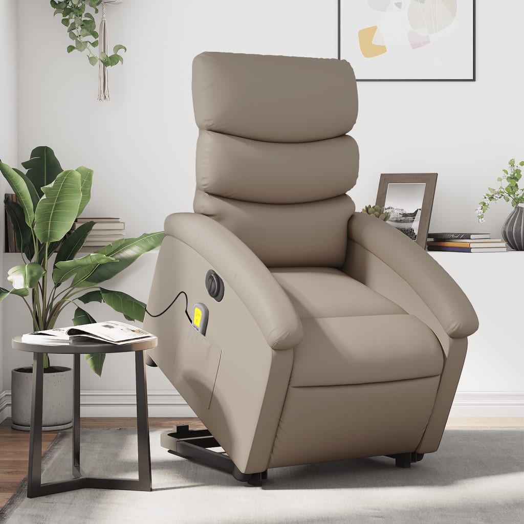 Reclining massage chair, cappuccino, artificial leather