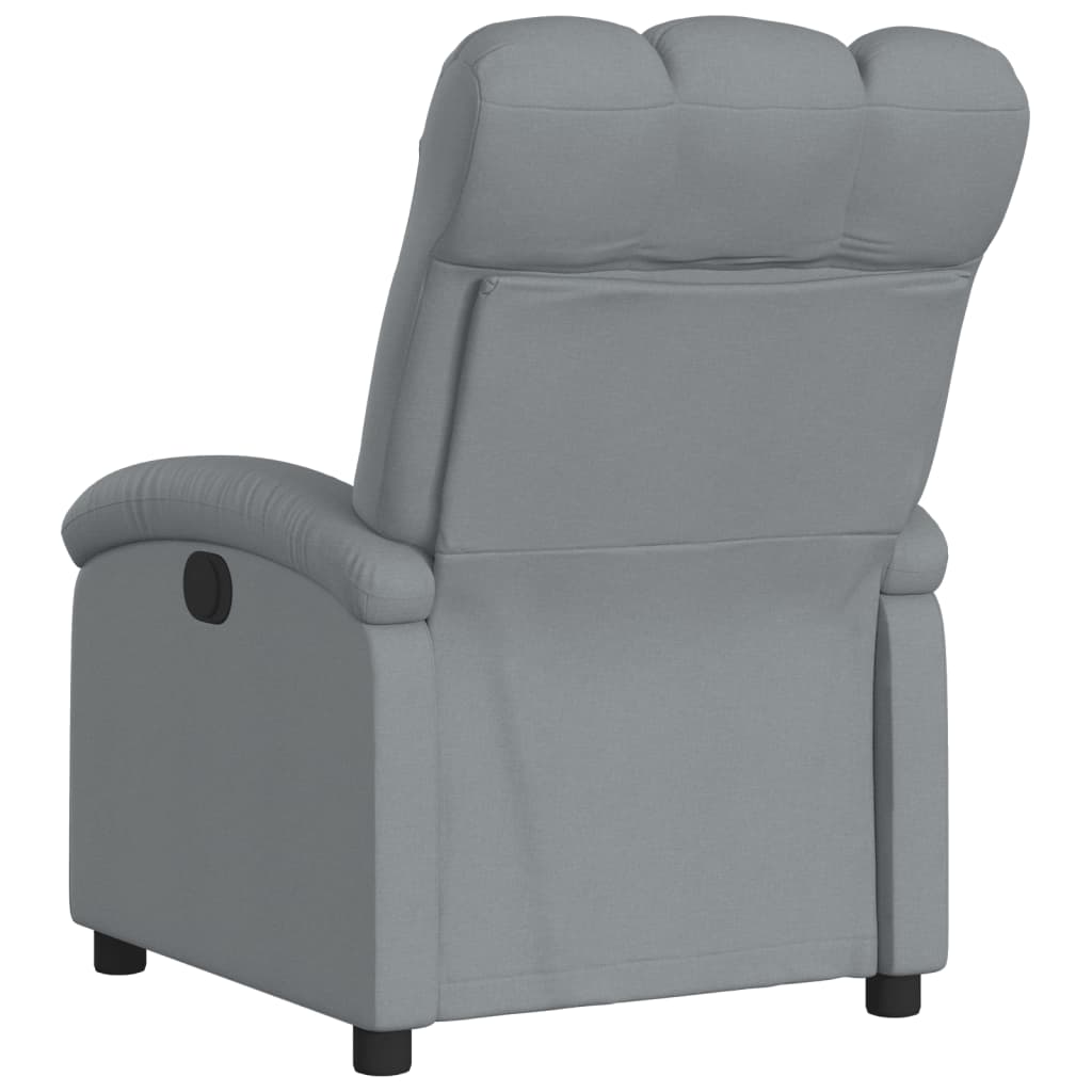 Electric reclining armchair, light grey, fabric