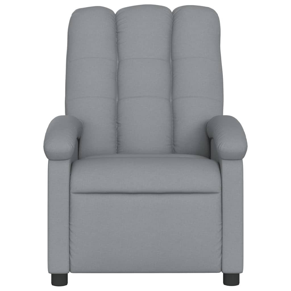 Electric reclining armchair, light grey, fabric