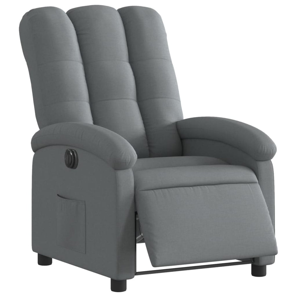 Electric recliner, dark grey, fabric