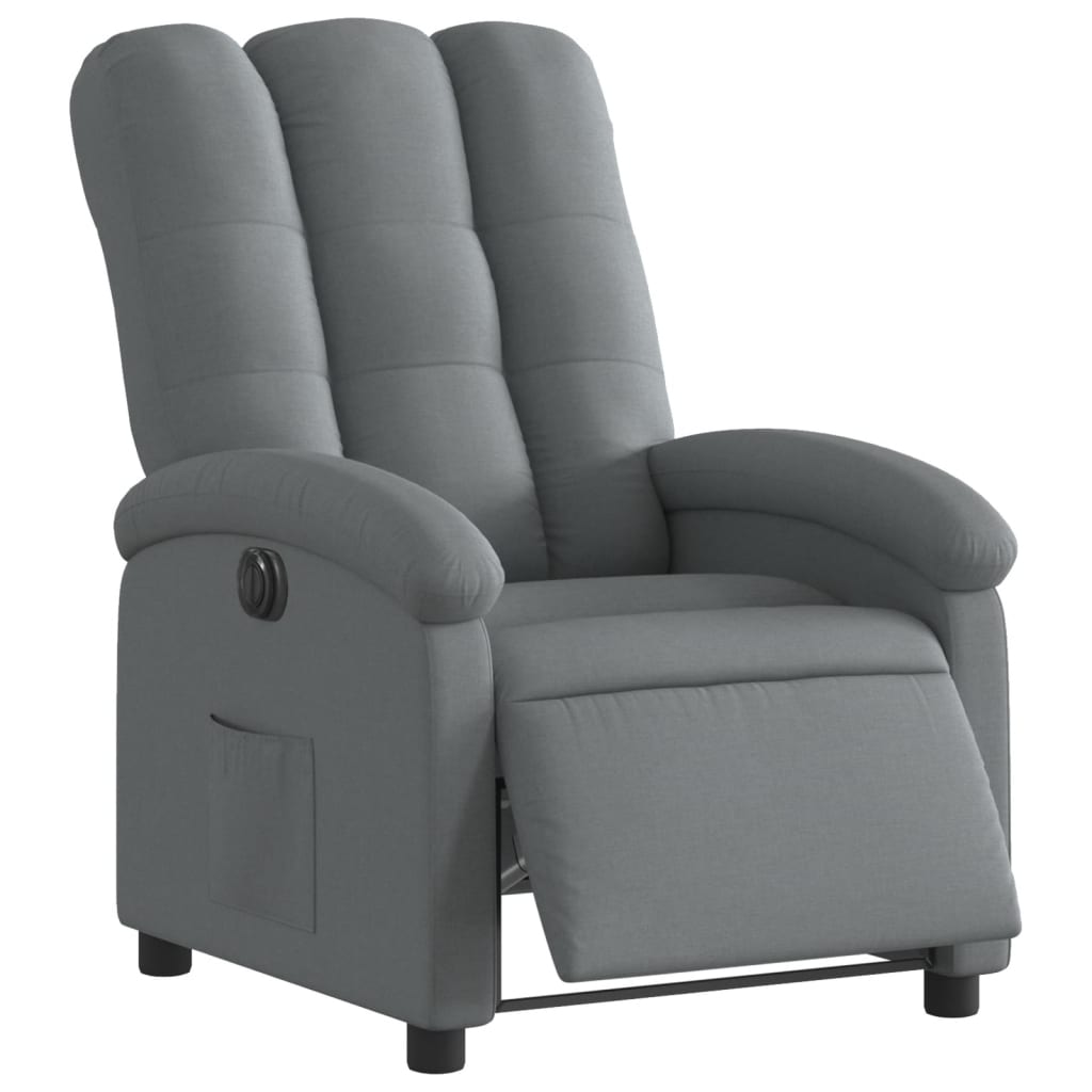 Electric recliner, dark grey, fabric