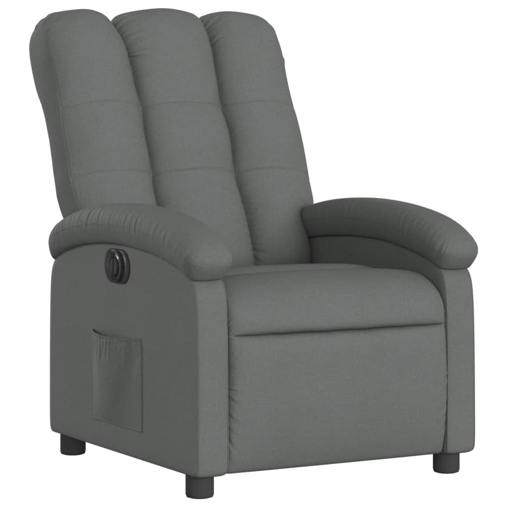 Electric recliner, dark grey, fabric