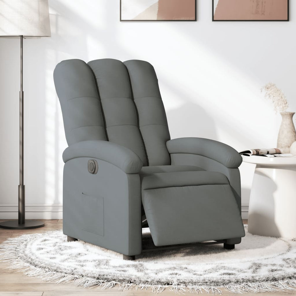 Electric recliner, dark grey, fabric