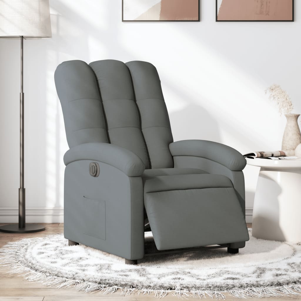 Electric recliner, dark grey, fabric