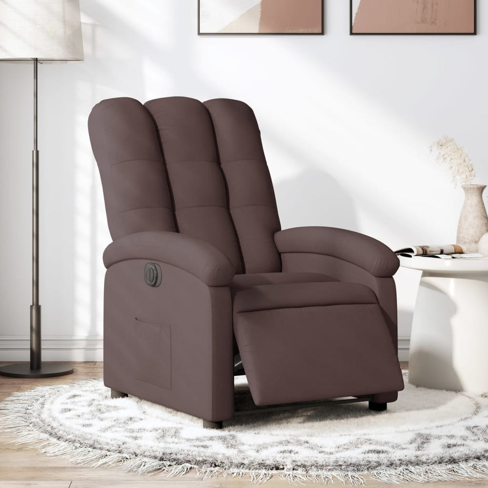 Electric recliner, dark brown, fabric