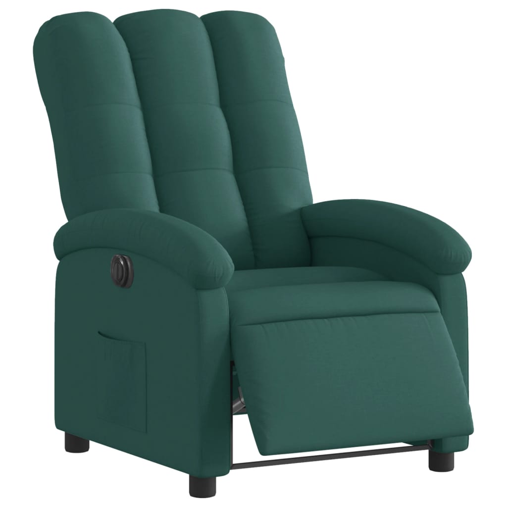 Electric recliner, dark green, fabric