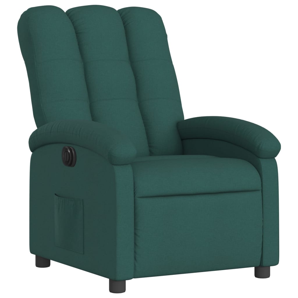 Electric recliner, dark green, fabric
