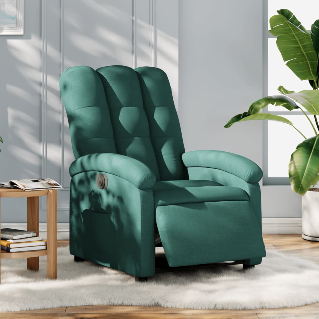 Electric recliner, dark green, fabric