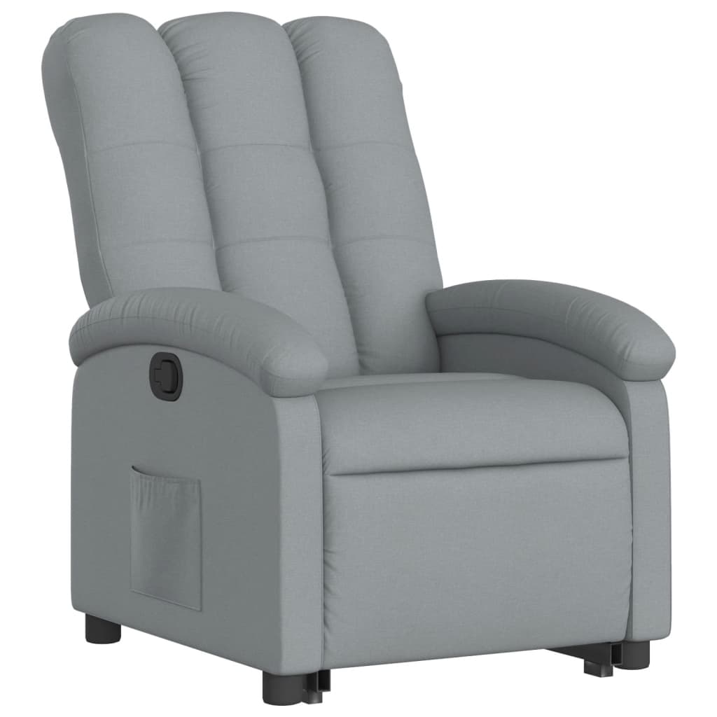 Rise and recline armchair, light grey, fabric