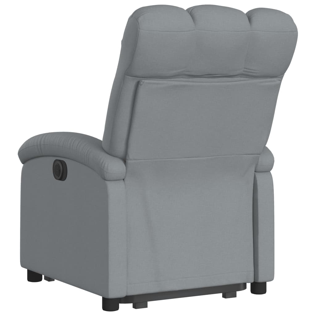 Rise and recline armchair, light grey, fabric