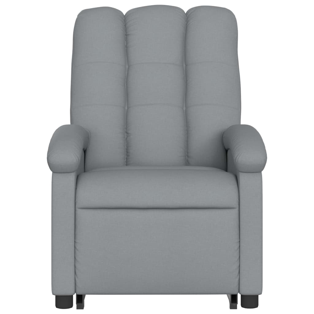 Rise and recline armchair, light grey, fabric