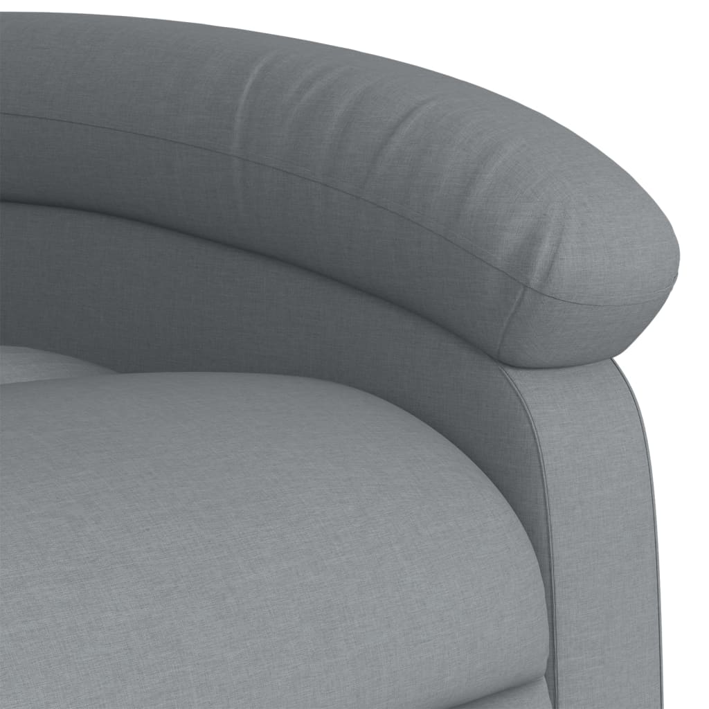 Rise and recline armchair, light grey, fabric