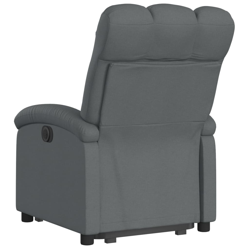 Reclining stand-up armchair, dark gray, fabric