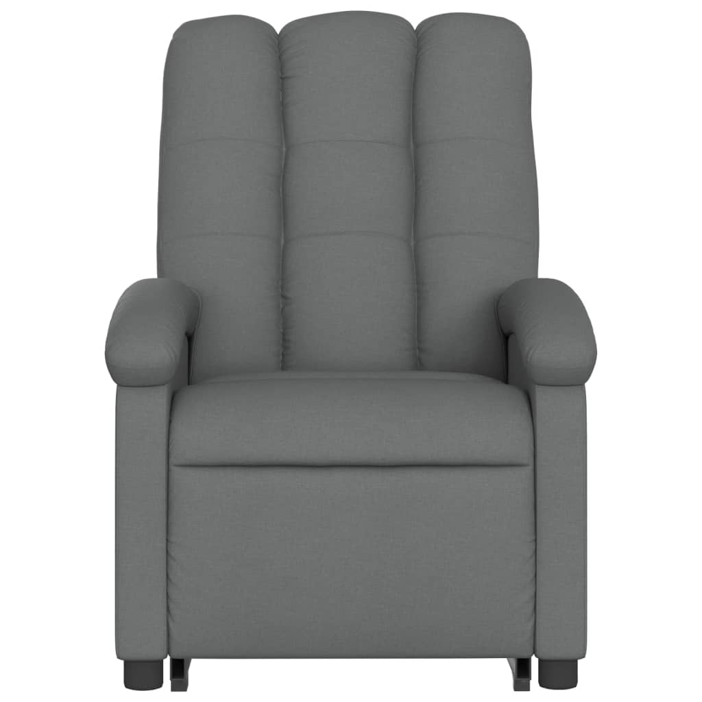 Reclining stand-up armchair, dark gray, fabric