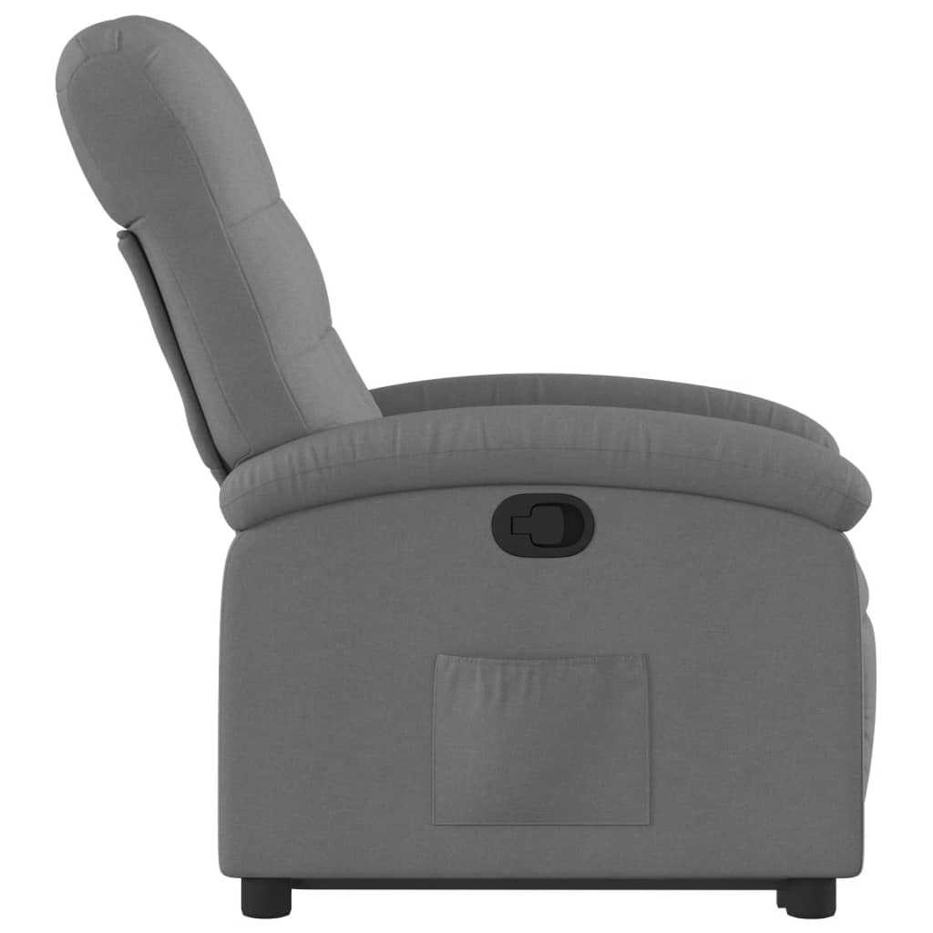 Reclining stand-up armchair, dark gray, fabric