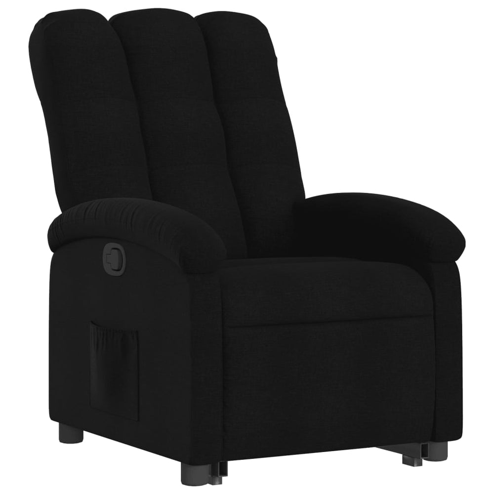 Recliner chair with stand-up assist, black, fabric