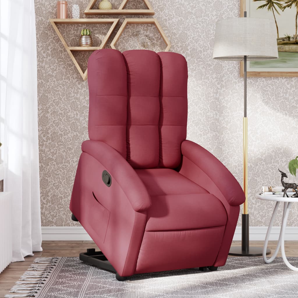 Stand-up recliner, wine red, fabric