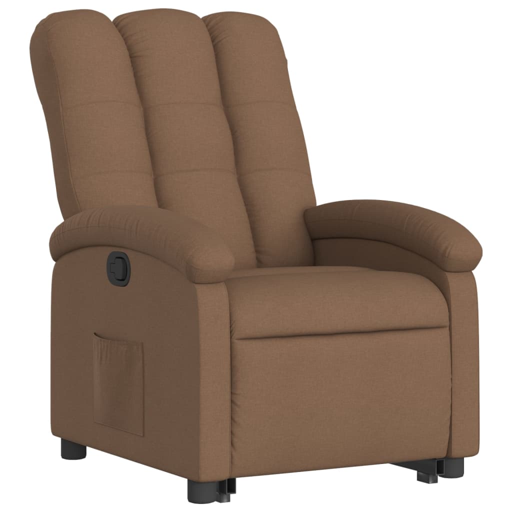 Reclining lift chair, brown, fabric