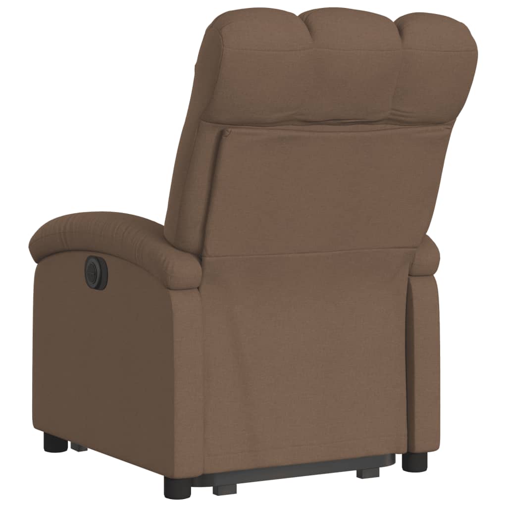 Reclining lift chair, brown, fabric