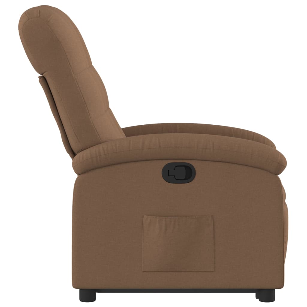 Reclining lift chair, brown, fabric