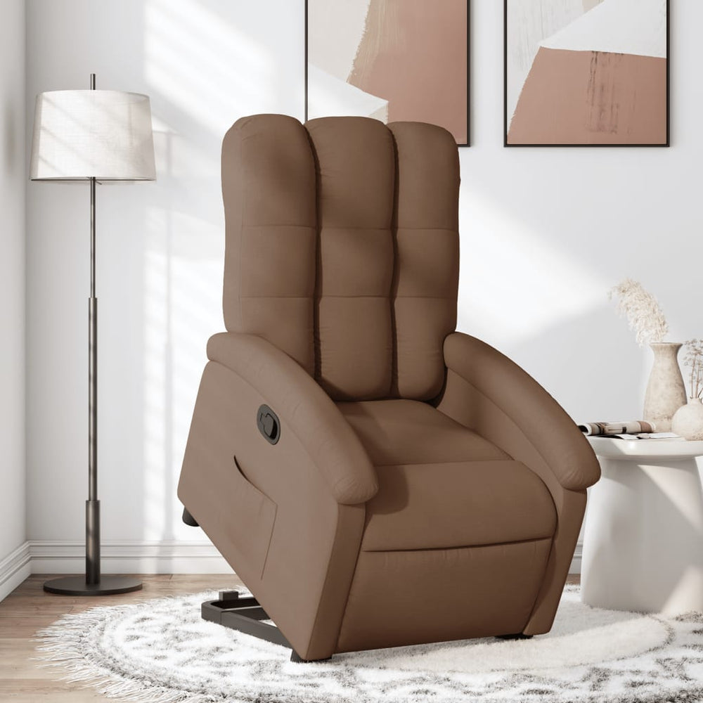 Reclining lift chair, brown, fabric