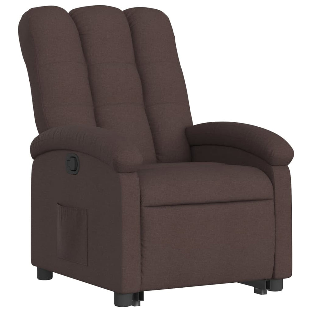 Recliner, dark brown, fabric