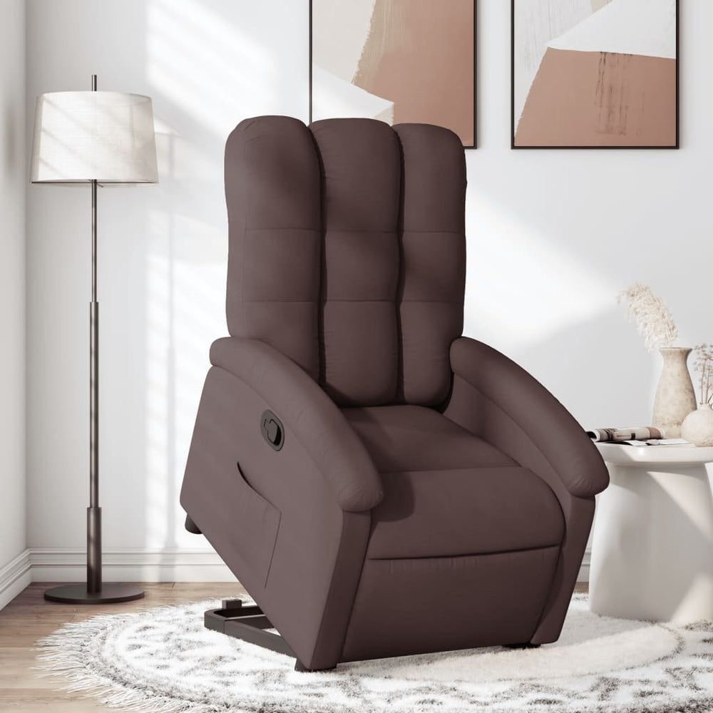 Recliner, dark brown, fabric