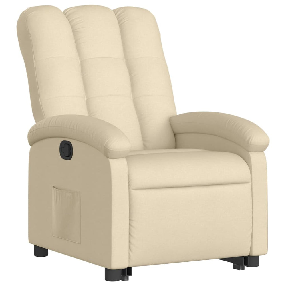 Standing recliner, cream, fabric