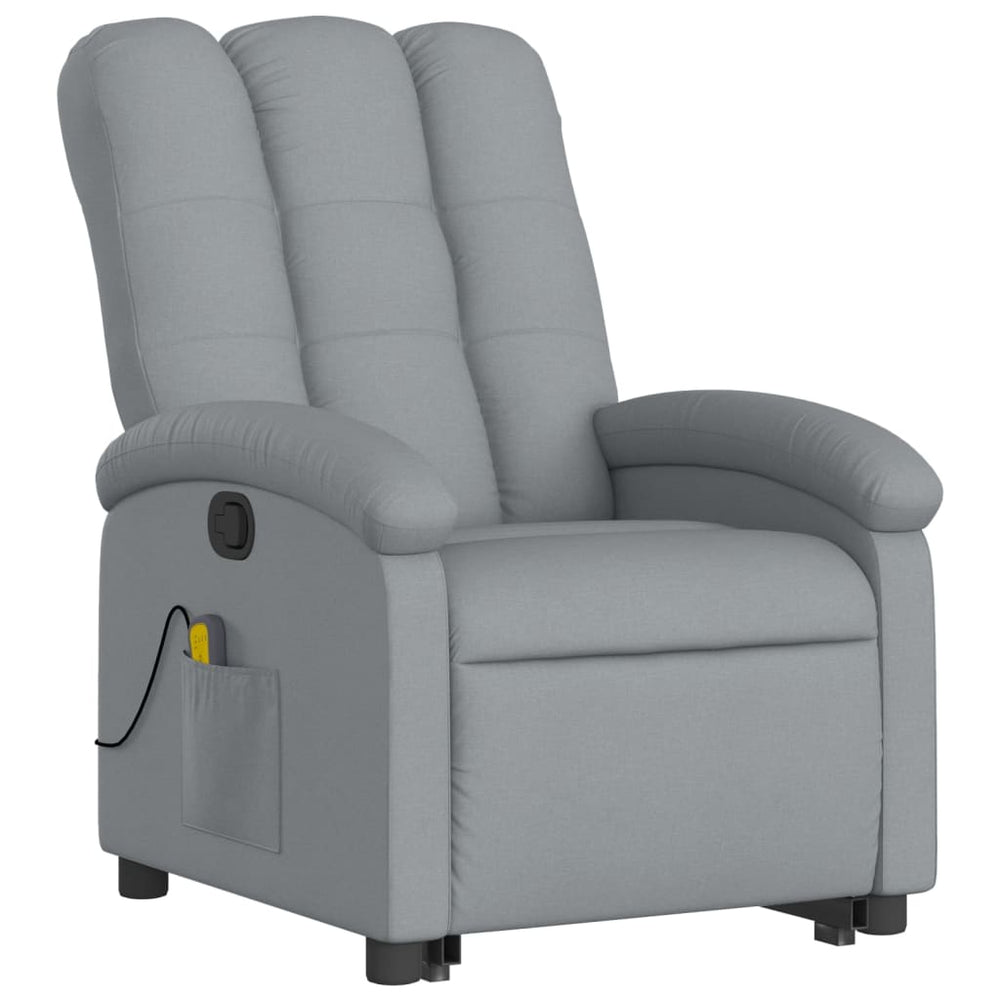 Reclining Massage Chair, Light Grey, Fabric