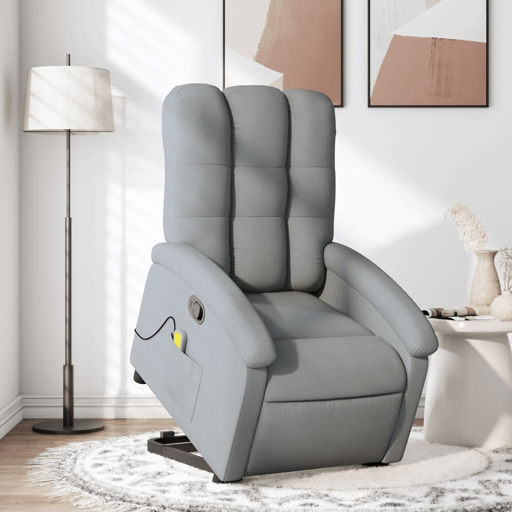Reclining Massage Chair, Light Grey, Fabric