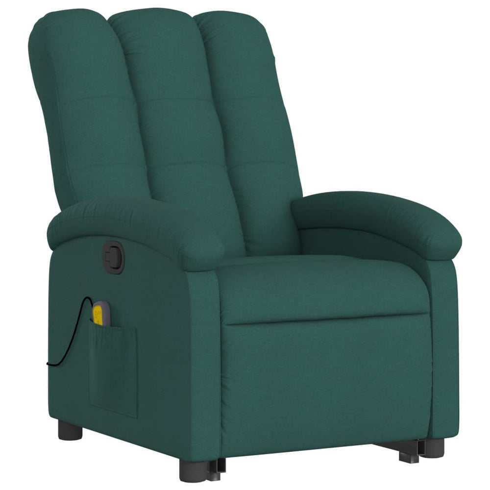 Standing massage chair, dark green, fabric