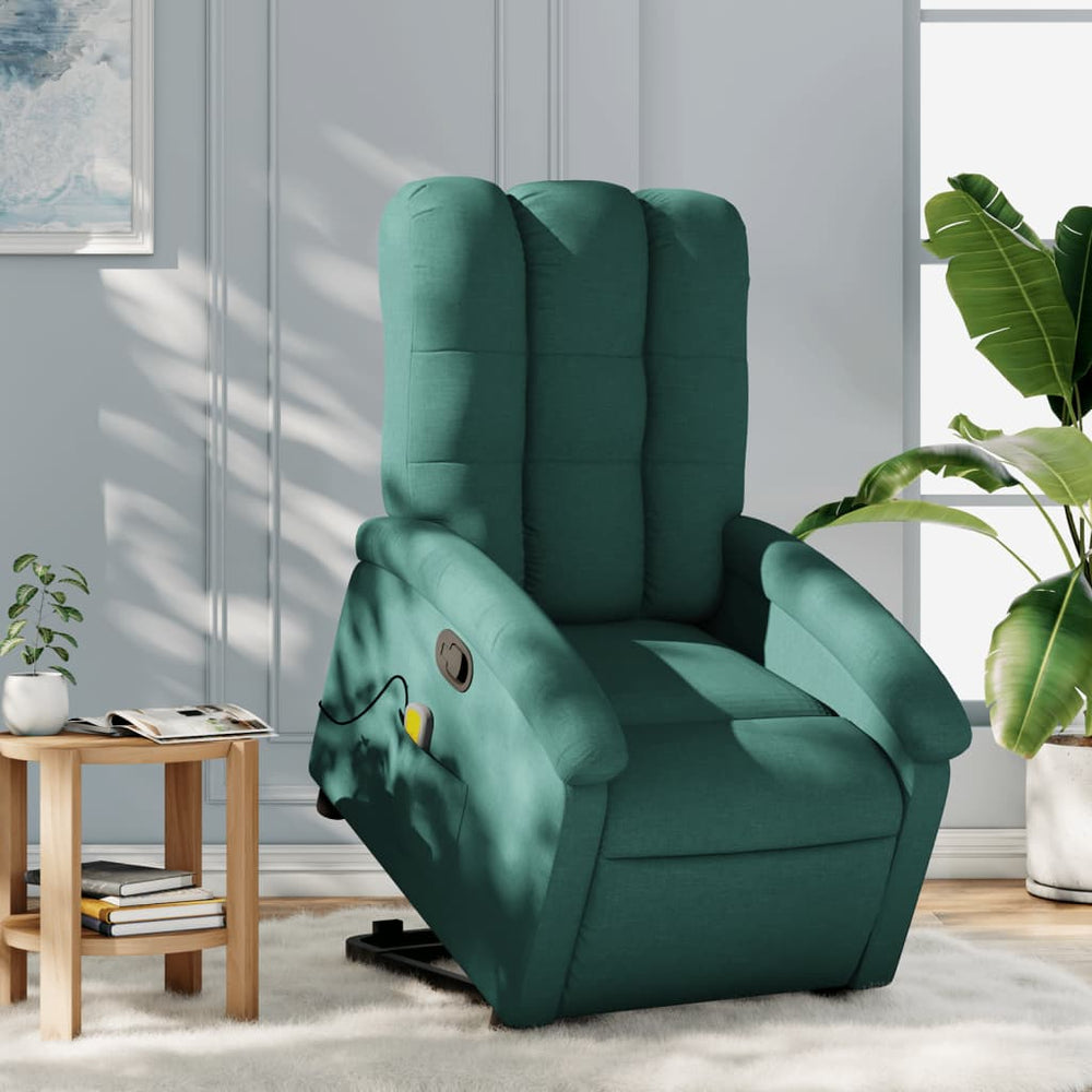 Standing massage chair, dark green, fabric