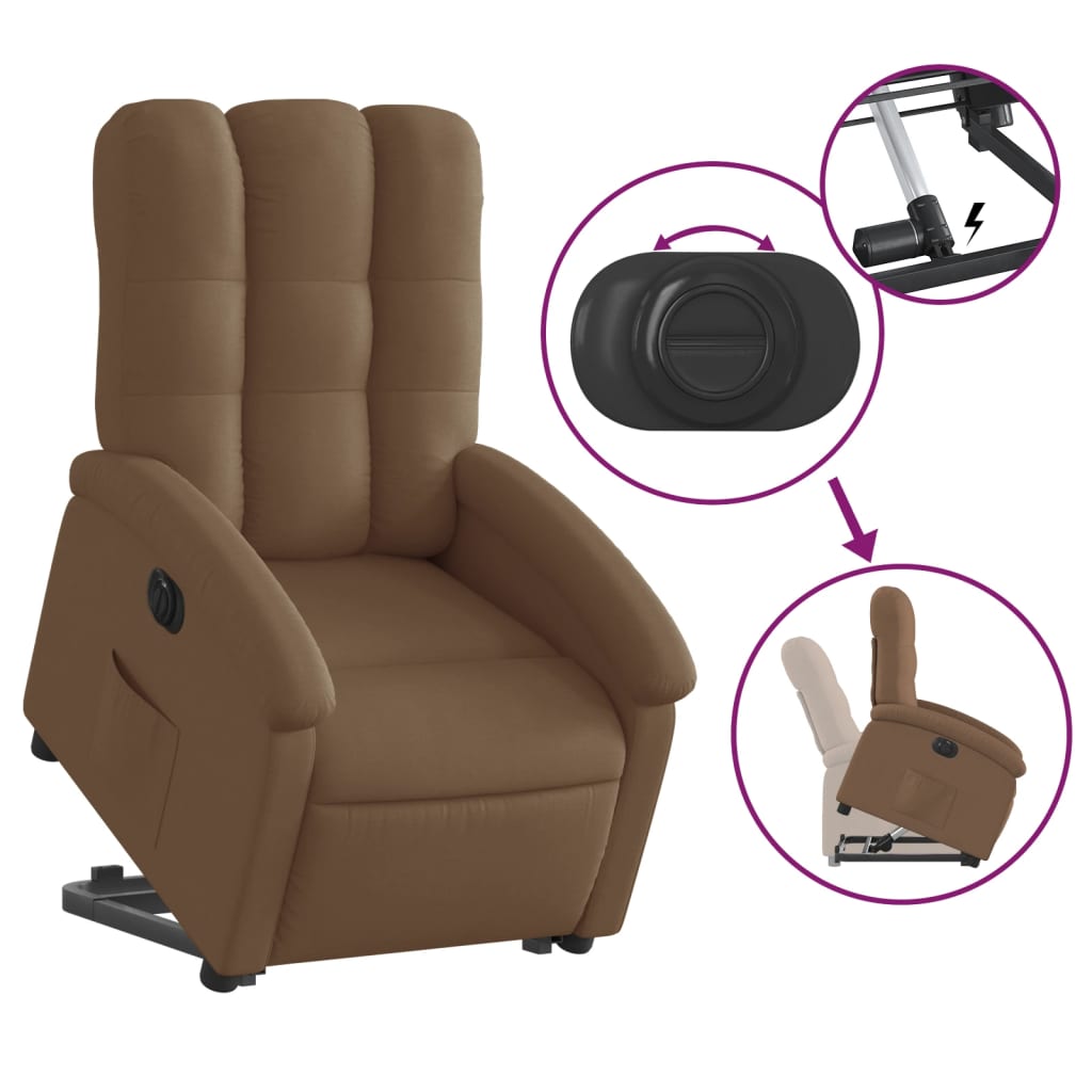Electric Recliner Chair, brown, fabric