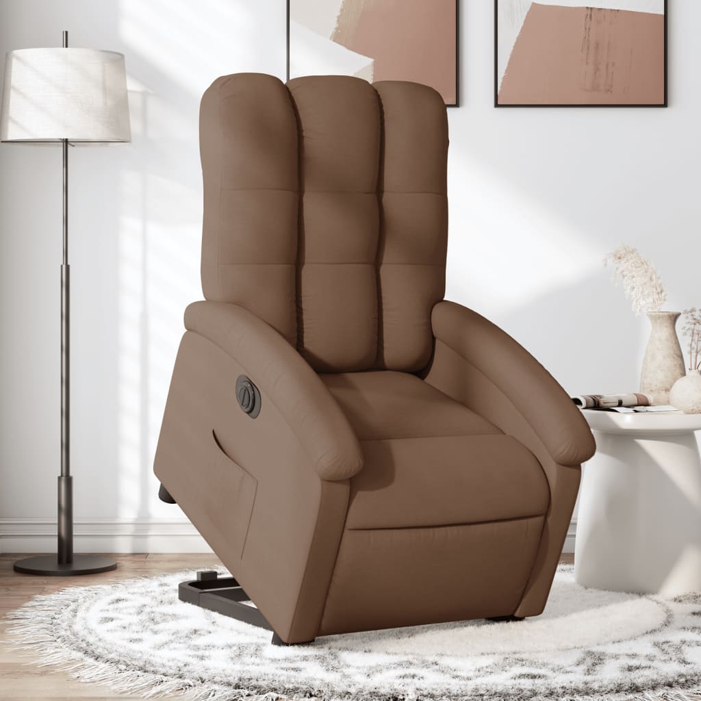 Electric Recliner Chair, brown, fabric