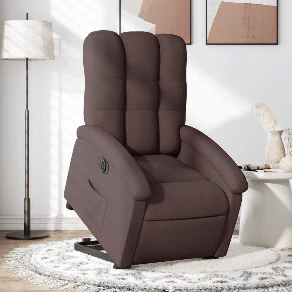 Recliner, dark brown, fabric