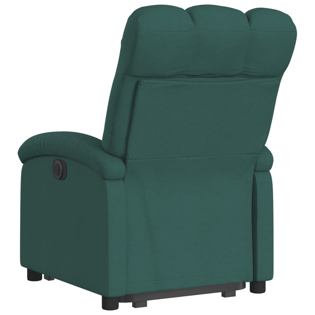 Recliner with lift assistance, dark green, fabric