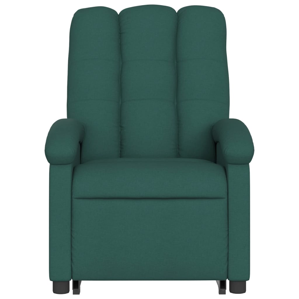 Recliner with lift assistance, dark green, fabric