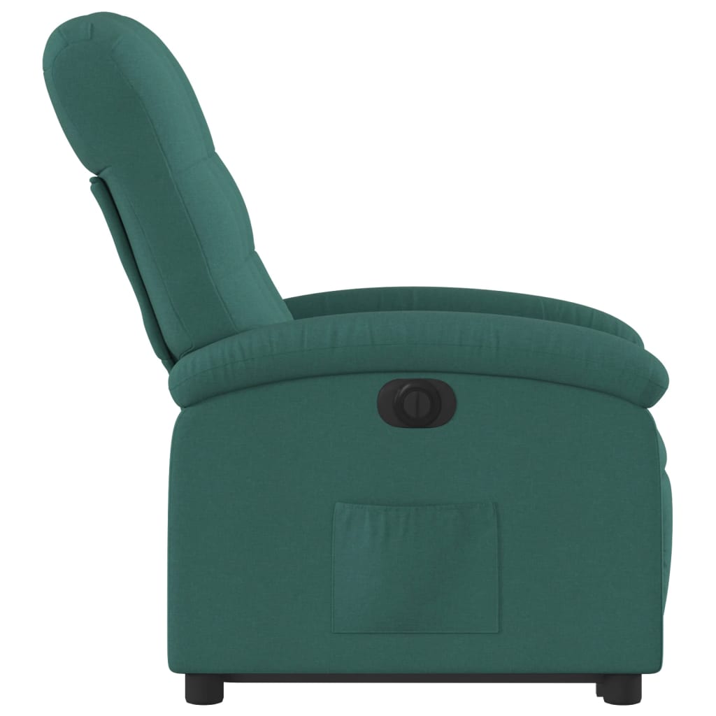Recliner with lift assistance, dark green, fabric