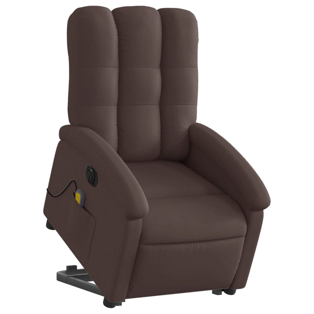 Recliner massage chair, dark brown, fabric
