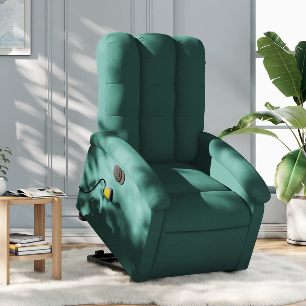 Standing massage chair, dark green, fabric
