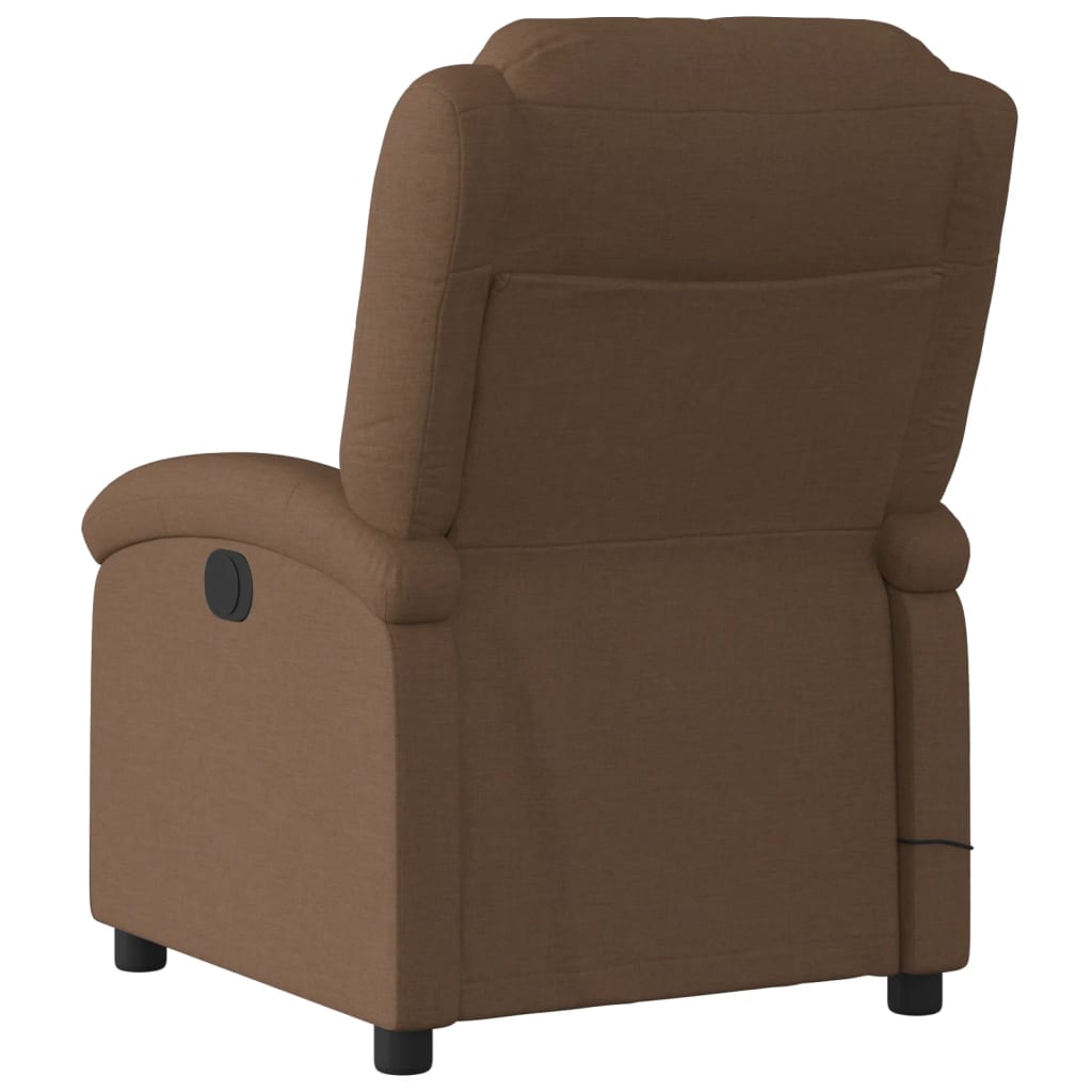 Electric Reclining Massage Armchair, Brown, Fabric