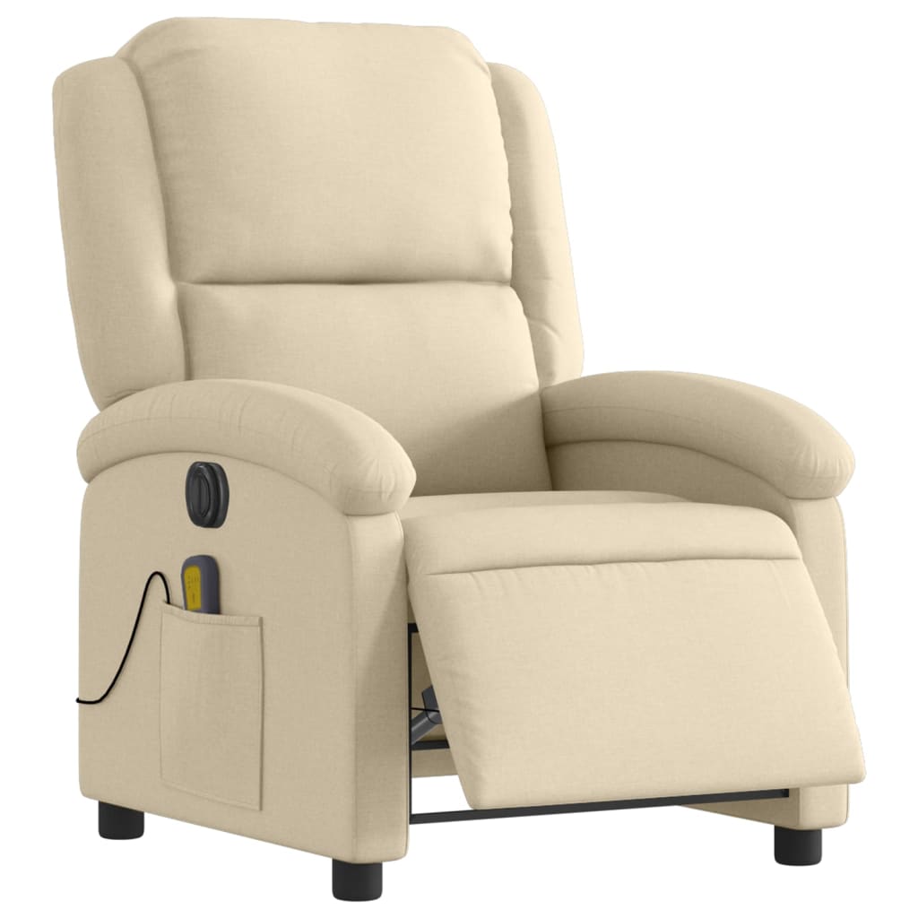Elektrinis atlošiamas masažinis krėslas, kreminis, audinys