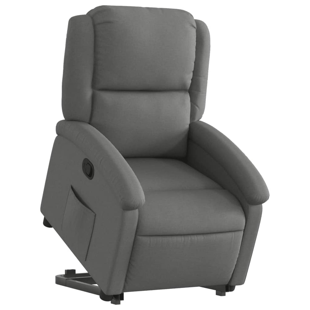Reclining stand-up armchair, dark gray, fabric