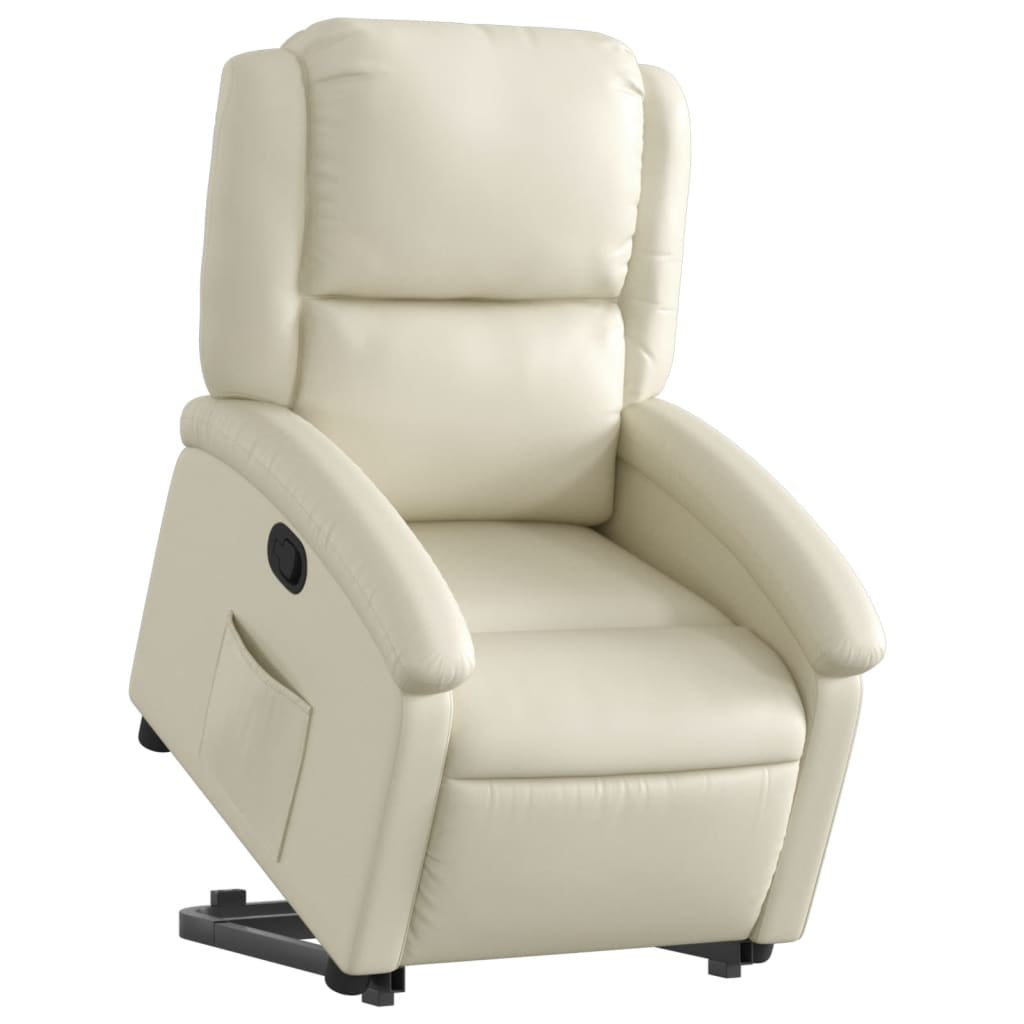 Reclining stand-up chair, cream, faux leather
