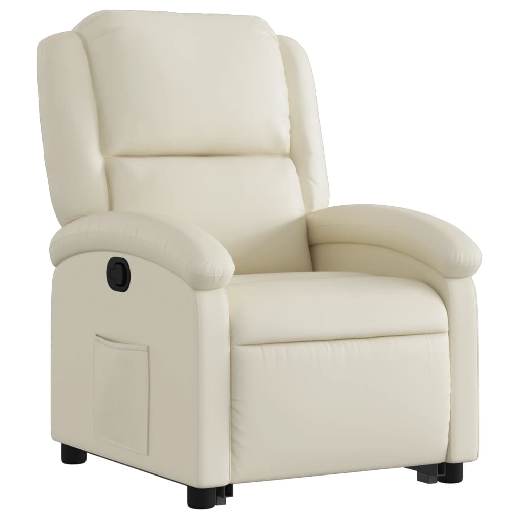 Reclining stand-up chair, cream, faux leather