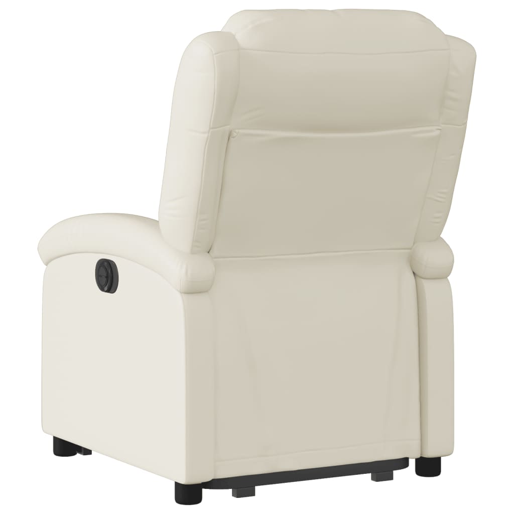 Reclining stand-up chair, cream, faux leather