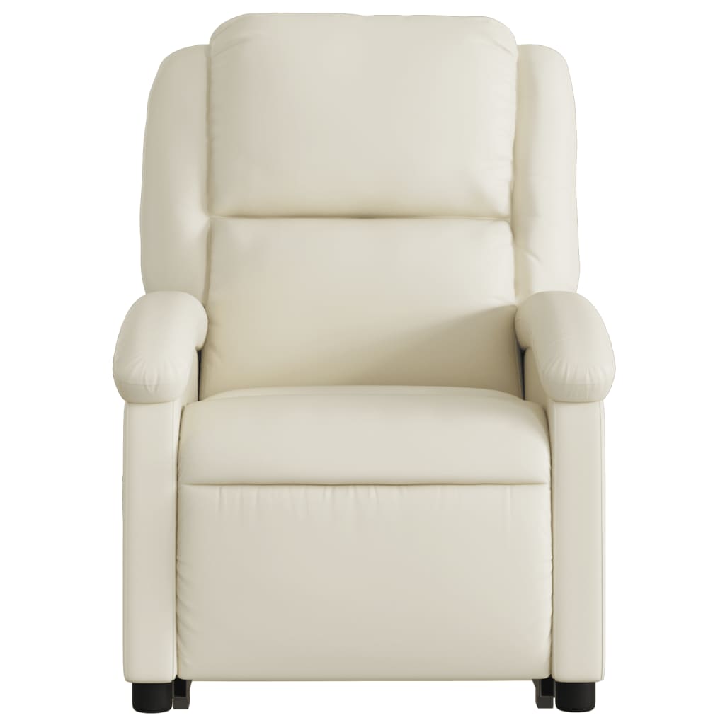 Reclining stand-up chair, cream, faux leather